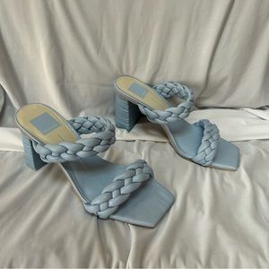 NWOT Dolce Vita Heel Sandals Baby Blue Size 7.5 Square Toe Braided